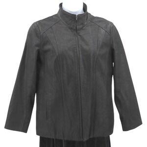 Vintage‎ Wilsons Womens Genuine Leather Zip Jacket Lined Black Size 1X